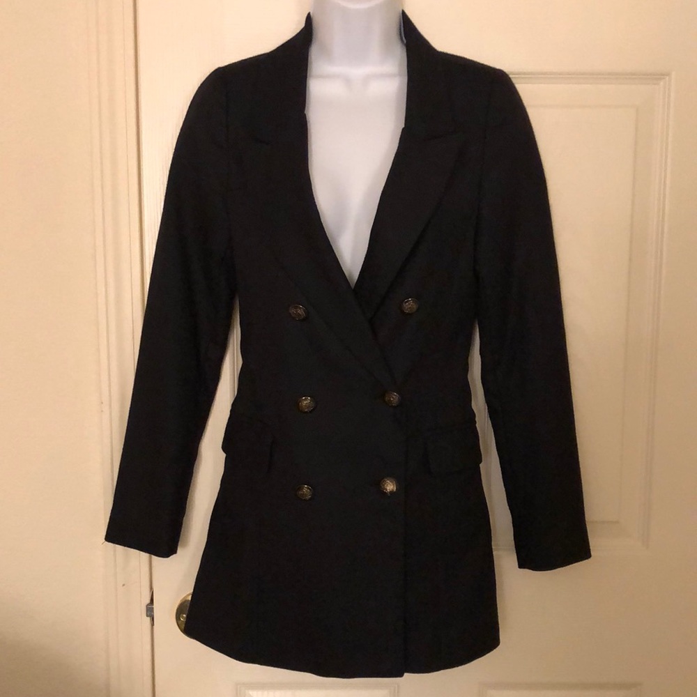 Adorable Black Pea Coat Style Blazer